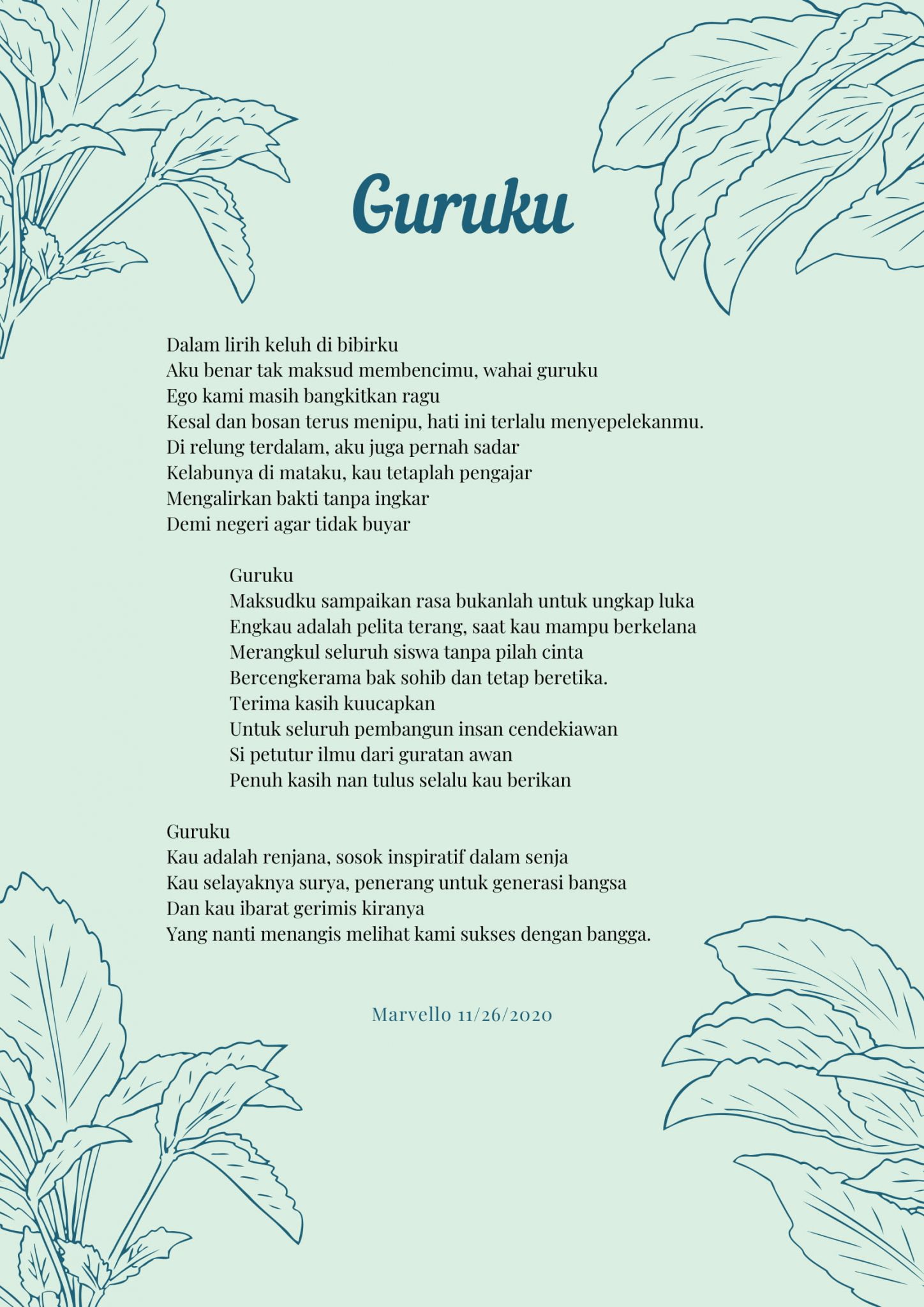 Puisi Pendek Hari Pahlawan - Guruku Puisi By Marvello 3
